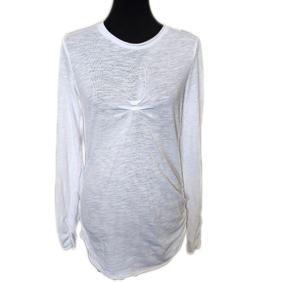 CAbi Style #565 Long Sleeved White Tee T-shirt, Ruched Bust & Sides M - Picture 1 of 5